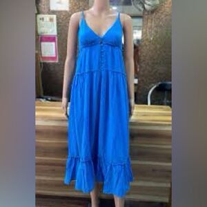 Listicle Blue Cinch Back Adjustable Maxi Dress L